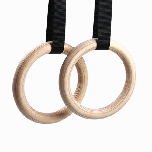 RUSSIAN Birch Wooden 28mm Adjustable Gym Rings with Buckle Strap - Click Image to Close