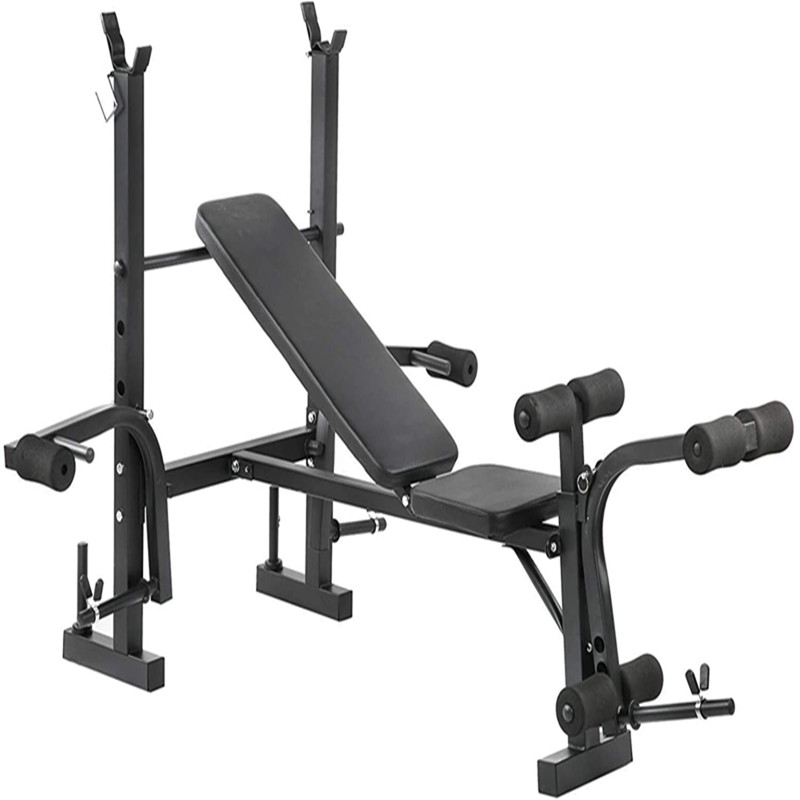 Multifunctional Exercise Bench with Rack Leg Curls Extension - Click Image to Close
