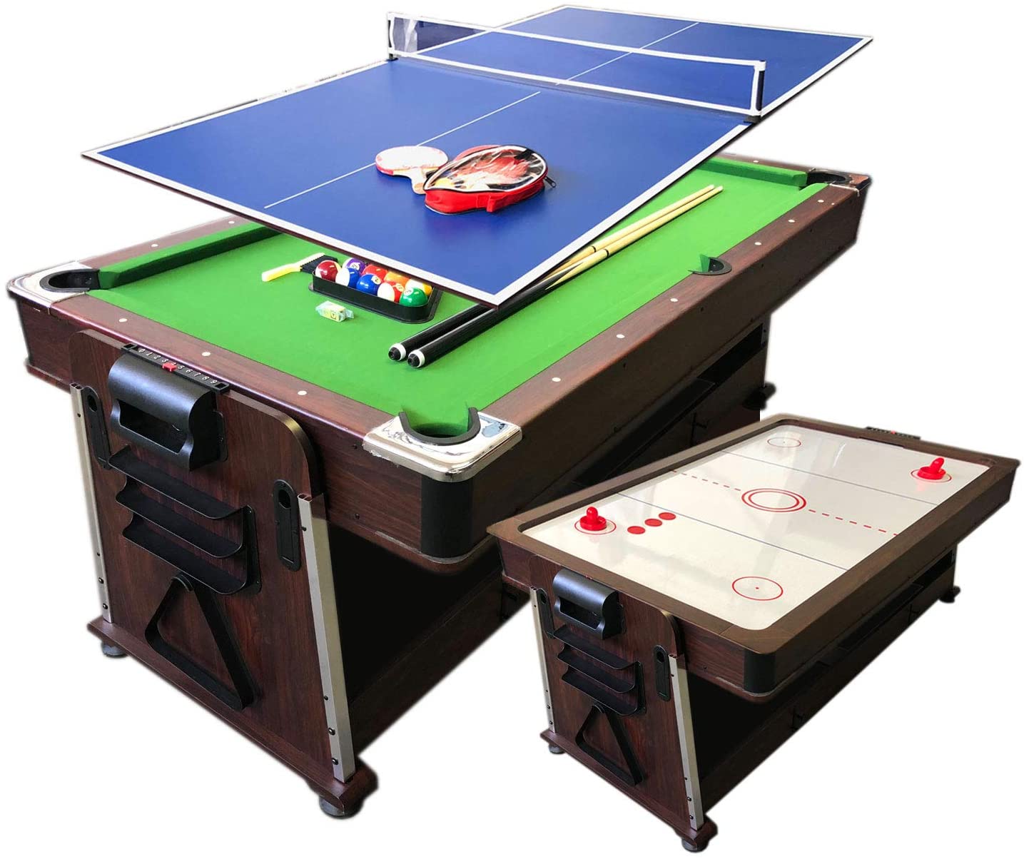 QUATRO 4-in-1 Multi 7ft Functional Table Tennis Game, Billiard - Click Image to Close