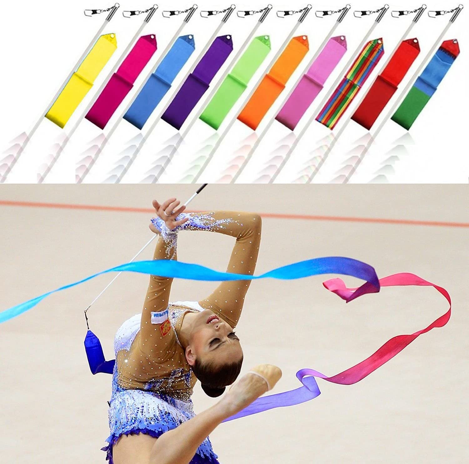 Gymnastic Ribbon with Stick - Click Image to Close
