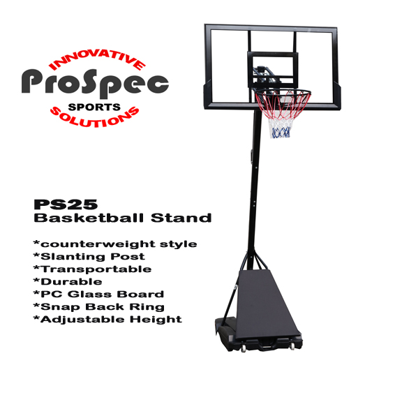 PS25 Basketball Stand with Counterweight PE Base and PC Board wi - Click Image to Close