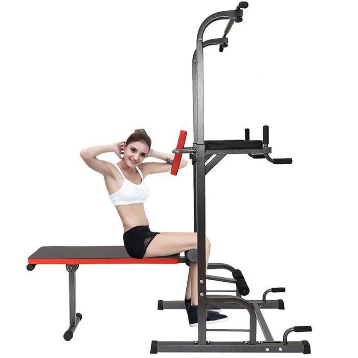 PULL UP Bar Tower Home Fitness Station with Bench - Click Image to Close