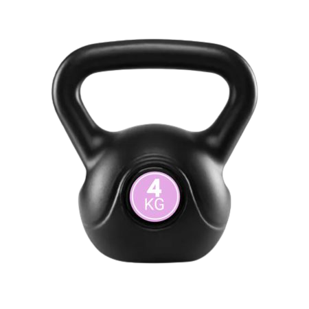 PVC Plastic Coated Kettlebell All Black 4KG - Click Image to Close