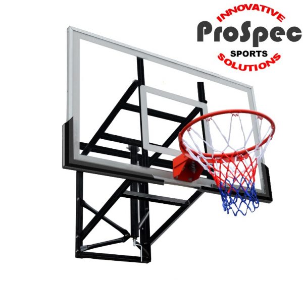 Official Size Tempered Glass Basketball Hoop System Wall Mounted