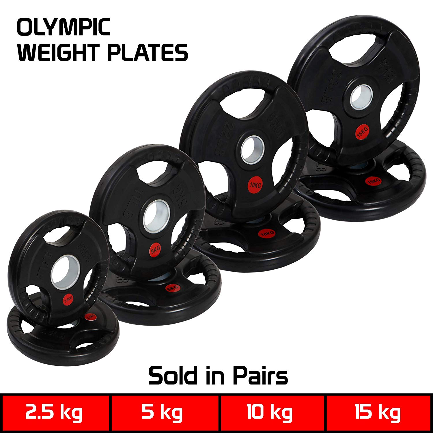 TRI-GRIP Olympic Weight Rubber Plates 15kg (Pair) - Click Image to Close