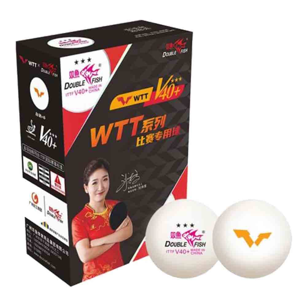 Double Fish V40+ 3-Star WTT Table Tennis Balls Box of 6 - Click Image to Close
