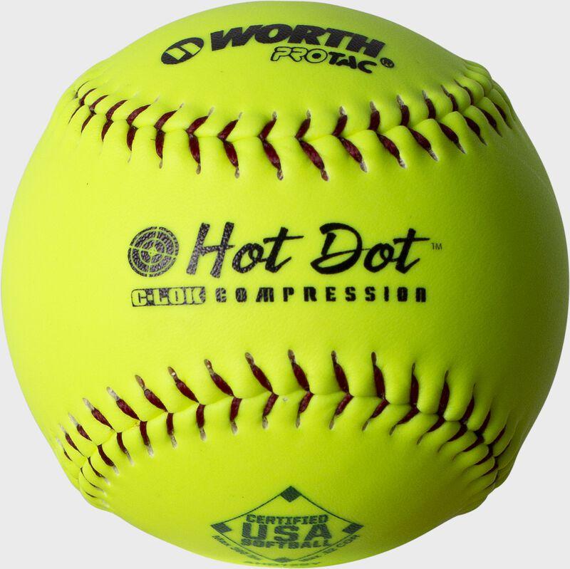 WORTH HOT DOT Slowpitch Softball Optic Yellow Leather 12in ASA